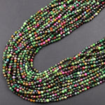 Natural Ruby Fuchsite Faceted 2mm 3mm 4mm Round Beads Micro Laser Diamond Cut Gemstone 16" Strand