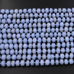 Natural Blue Angelite 6mm 8mm Rondelle Wheel Beads High Quality Canadian Angel Stone Soft Pastel Blue 15.5" Strand