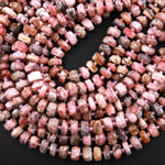 Faceted Rhodochrosite 8mm 10mm 12mm Rondelle Beads 15.5" Strand