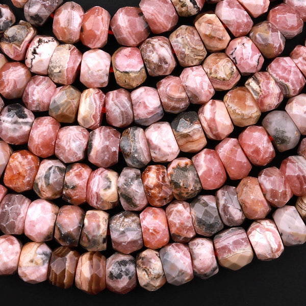Rhodochrosite Faceted 8mm Rondelle Beads 15.5" Strand