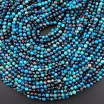 AAA Natural Azurite Faceted 2mm 3mm 4mm Round Beads Laser Diamond Cut Blue Gemstone 15.5" Strand