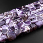 Large Natural Chevron Amethyst Tube Rectangle Nuggets Cube Beads 15.5" Strand