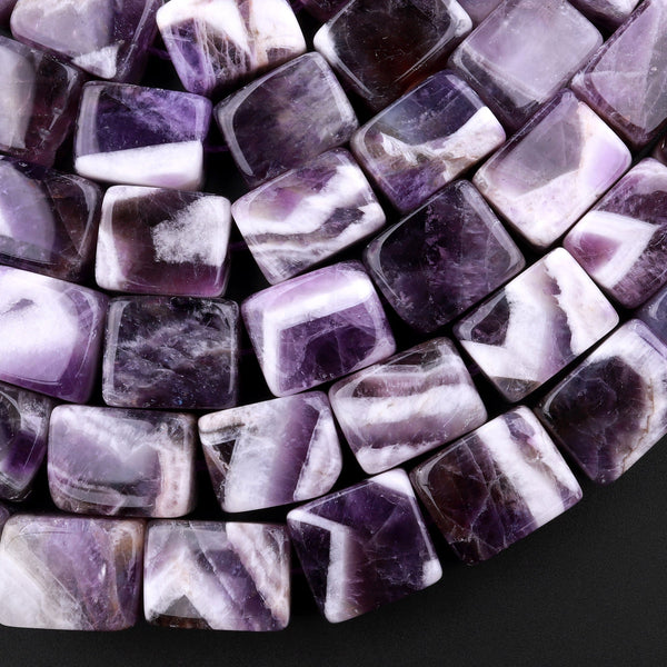 Large Natural Chevron Amethyst Tube Rectangle Nuggets Cube Beads 15.5" Strand