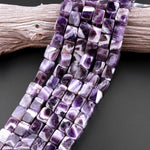 Large Natural Chevron Amethyst Tube Rectangle Nuggets Cube Beads 15.5" Strand