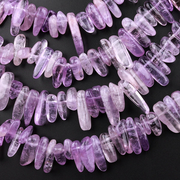 Natural Light Purple Amethyst Freeform Chip Pebble Nugget Beads Top Side Drilled Gemstone 15.5" Strand