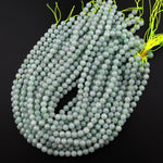 Natural Soft Green Burmese Jade Burma Jade 4mm 6mm 8mm 10mm Round Beads 15.5" Strand