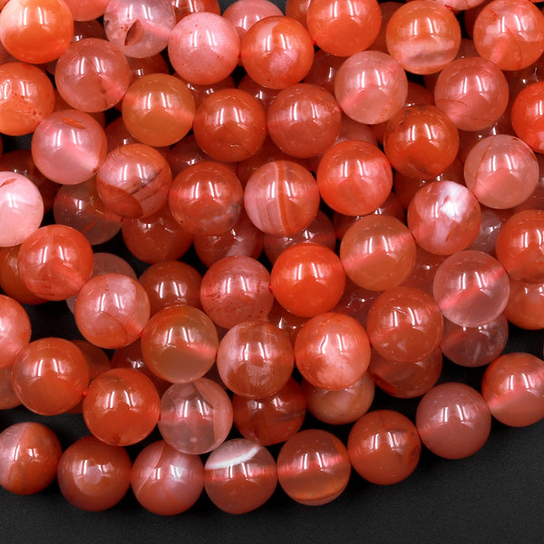 Rare Natural Moroccan Red Agate 6mm 8mm 10mm Round Bead 15.5" Strand