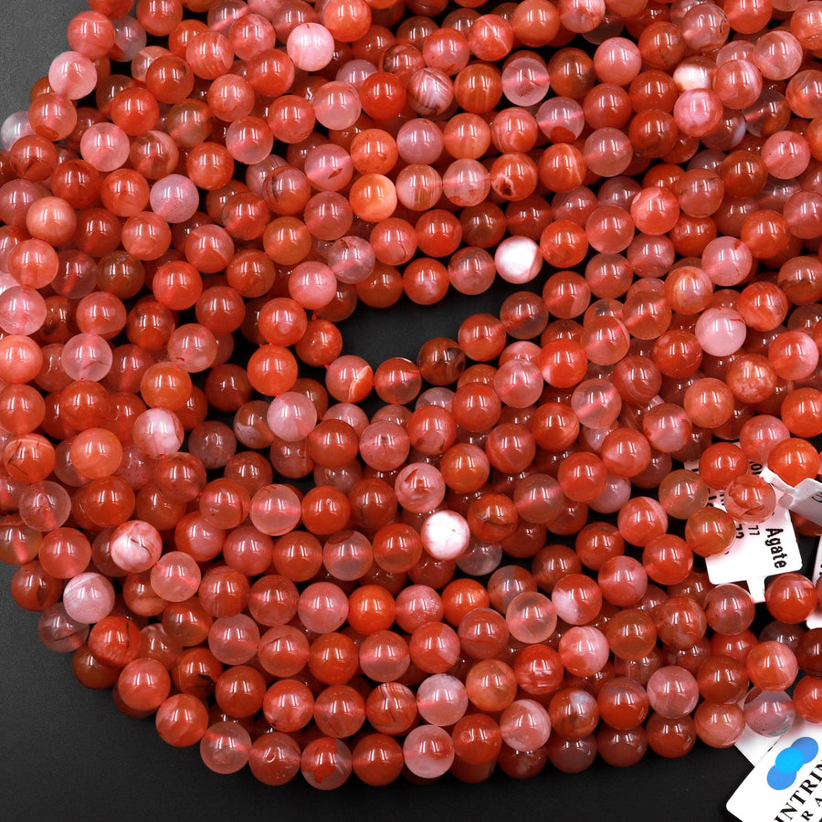 Rare Natural Moroccan Red Agate 6mm 8mm 10mm Round Bead 15.5" Strand