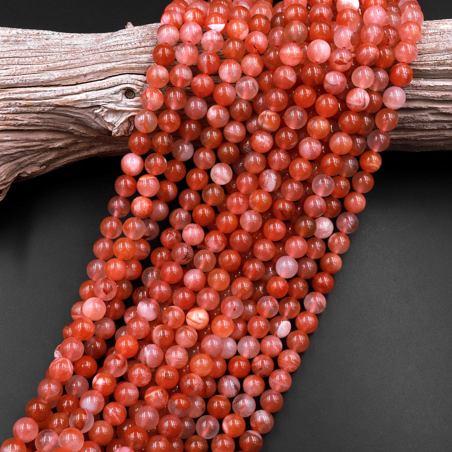 Rare Natural Moroccan Red Agate 6mm 8mm 10mm Round Bead 15.5" Strand