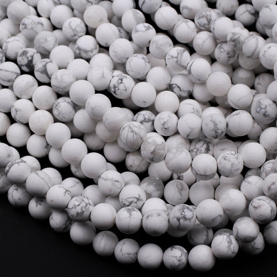 Matte Natural White Howlite 4mm 6mm 8mm 10mm 12mm Round Beads High Quality A Grade15.5" Strand
