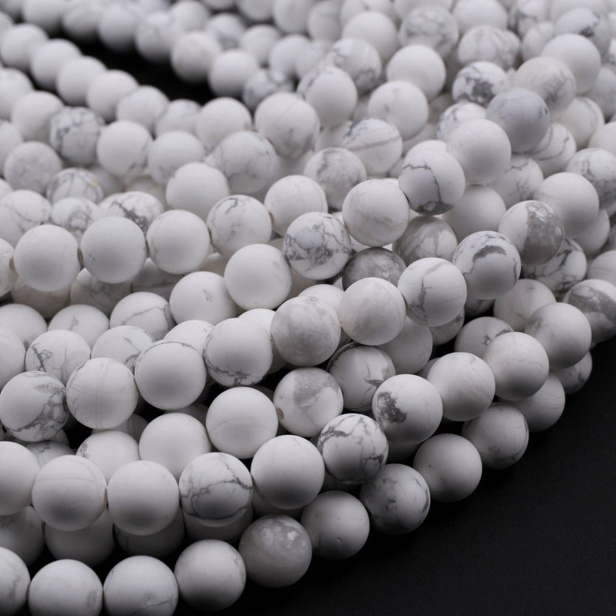 Matte Natural White Howlite 4mm 6mm 8mm 10mm 12mm Round Beads High Quality A Grade15.5" Strand