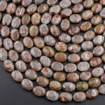 Rare Natural Mushroom Jasper Rhyolite Beads From Arizona Puffy Oval Nuggets 16mm x 12mm 16" Strand