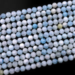 Faceted Natural Aquamarine 6mm 8mm 10mm Round Beads Laser Diamond Cut Gemstone 15.5" Strand