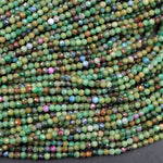 Micro Faceted Small Natural Ruby Fuchsite Fuschite Ruby Zoisite 3mm 4mm Faceted Round Beads Laser Diamond Cut Gemstone 16" Strand