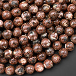 Natural  Chocolate Brecciated Jasper 6mm 8mm 10mm Round Beads Earthy Brown Gemstone 15.5" Strand
