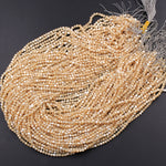 Faceted Natural Brown Mother of Pearl Round Beads 3mm 4mm 15.5" Strand