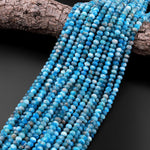 Natural Blue Apatite Faceted Rondelle Beads 6mm 8mm 15.5" Strand