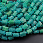 AAA Russian Amazonite Tube Faceted Beads Bright Vibrant Natural Aqua Blue Green Amazonite 15.5" Strand