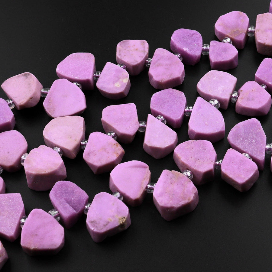 Natural Phosphosiderite Teardrop Beads Lavender Purple Gemstone 15.5" Strand