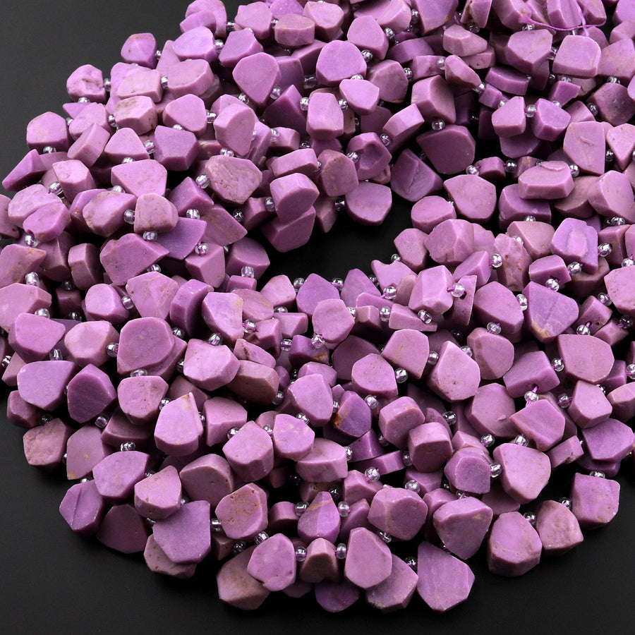 Natural Phosphosiderite Teardrop Beads Lavender Purple Gemstone 15.5" Strand