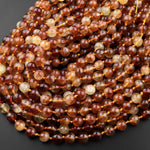 Rare Natural Honey Prehnite 6mm 8mm 10mm Round Beads Extra Gemmy Golden Orange Brown Gemstone 15.5" Strand