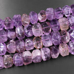 Large Chunky Natural Ametrine Faceted Rectangle Nugget Beads 15.5" Strand
