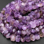 Large Chunky Natural Ametrine Faceted Rectangle Nugget Beads 15.5" Strand