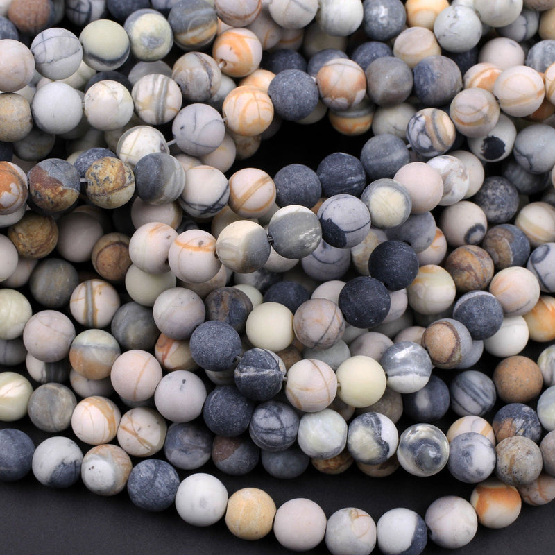 Matte Natural Picasso Jasper 4mm 6mm 8mm 10mm Round Beads 15.5" Strand