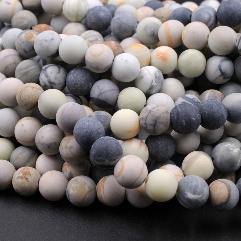 Matte Natural Picasso Jasper 4mm 6mm 8mm 10mm Round Beads 15.5" Strand
