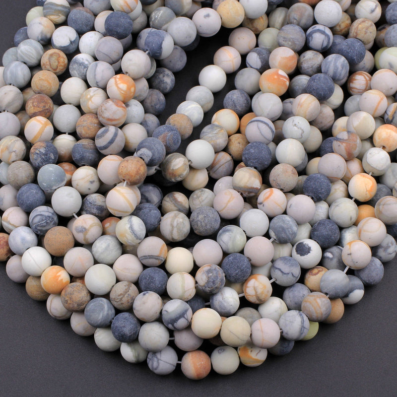 Matte Natural Picasso Jasper 4mm 6mm 8mm 10mm Round Beads 15.5" Strand