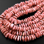 Raw Hand Chiseled Rhodochrosite Wheel Disc Rondelle Beads Natural Red Pink Rhodochrosite Organic Rough Cut Beads 15.5" Strand