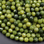 Micro Faceted Natural Canadian Green Jade 6mm 8mm 10mm Round Beads 15.5" Strand