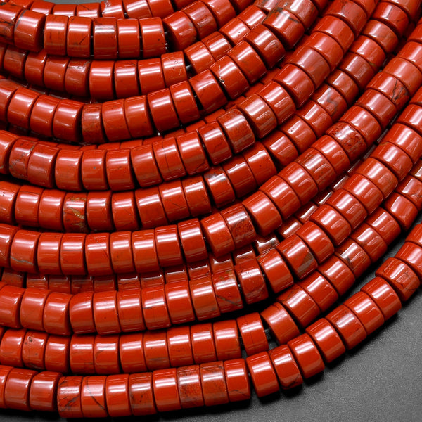 Natural Red Jasper Rondelle Heishi 4mm 6mm Beads 15.5" Strand
