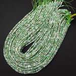 Australian Green Chrysoprase Faceted 3mm 4mm Rondelle Beads Diamond Cut Gemstone Beads 15.5" Strand