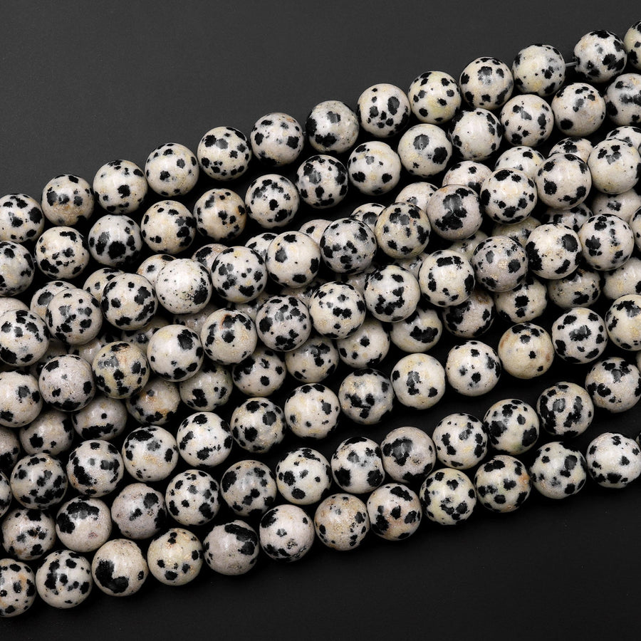 Natural Dalmatian Jasper Beads 4mm 6mm 8mm 10mm Round Beads 15.5" Strand