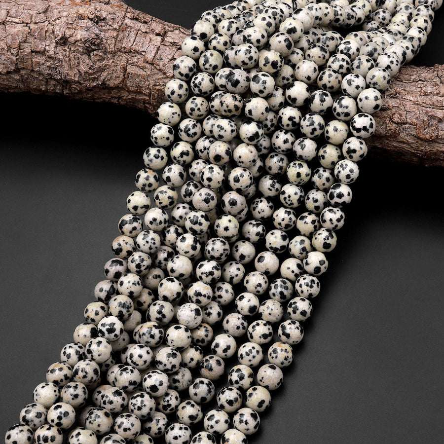 Natural Dalmatian Jasper Beads 4mm 6mm 8mm 10mm Round Beads 15.5" Strand