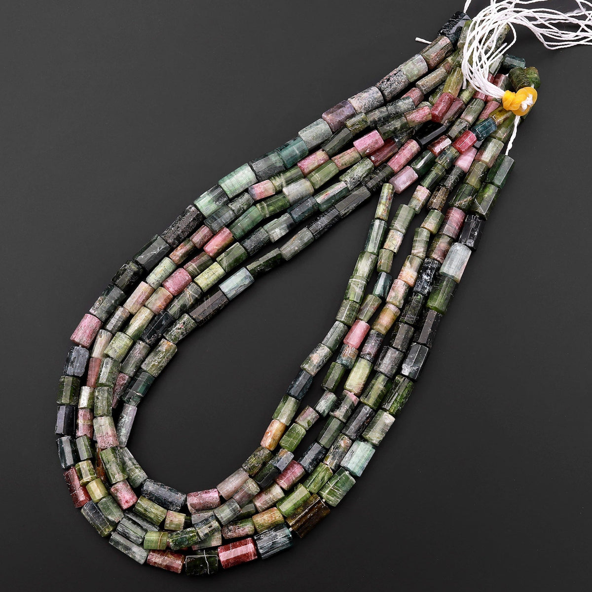 Natural Green Watermelon Tourmaline Tube Beads 15.5" Strand Intrinsic