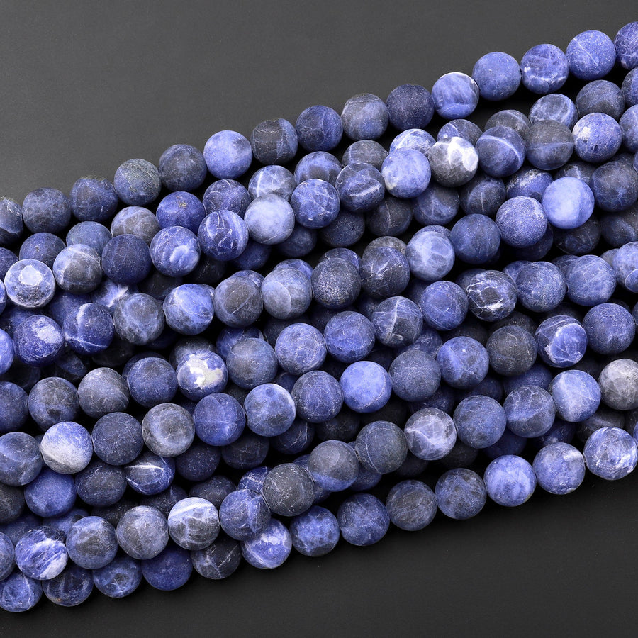 A Grade Matte Natural Blue Sodalite 4mm 6mm 8mm 10mm Round Beads 15.5" Strand