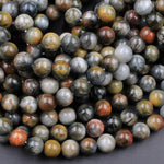 Eagle Eye Beads 4mm 6mm 8mm 10mm Round Hawk Eye Beads Gray Red Slate Brown Colors High Quality Top Quality High Grade 15.5" Strand