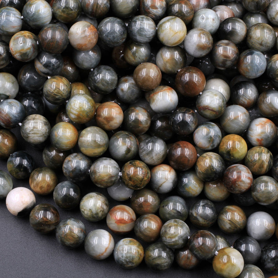 Eagle Eye Beads 4mm 6mm 8mm 10mm Round Hawk Eye Beads Gray Red Slate Brown Colors High Quality Top Quality High Grade 15.5" Strand