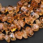 Natural Honey Golden Citrine Faceted Freeform Nugget Beads 15.5" Strand