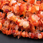 Mexican Fire Opal Beads Center Drilled Freeform Chip Nugget Beads Raw Rough Hand Cut Real Genuine Natural Fire Opal Gemstone  15.5" Strand