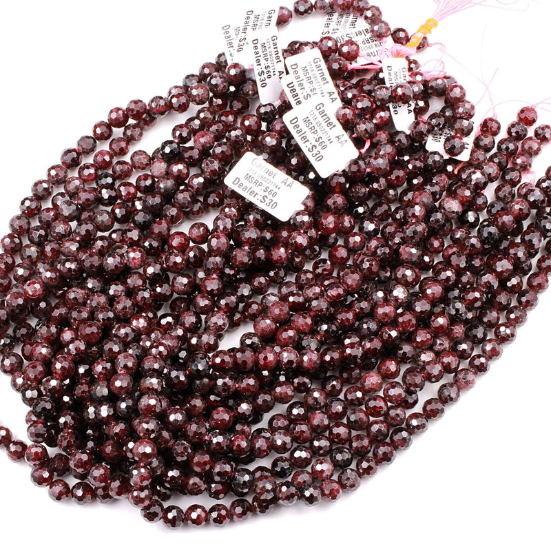 Natural Red Garnet Gemstone Beads Faceted 6mm 8mm 10mm Round Beads15.5" Strand