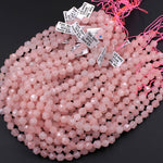 Natural Pink Rose Quartz Faceted Nugget Star Cut Rounded 8mm Nugget 10mm Round Nugget 12mm Geometric Cut Beads Strand