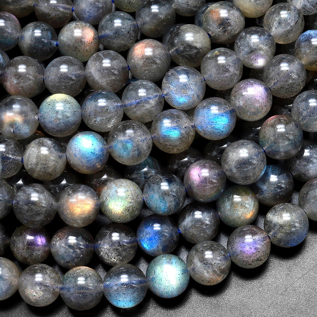 AAA Natural Rainbow Blue Golden Purple Red Orange Green Labradorite 6mm 8mm Round Beads Nothing But Fire Superior Quality 15.5" Strand