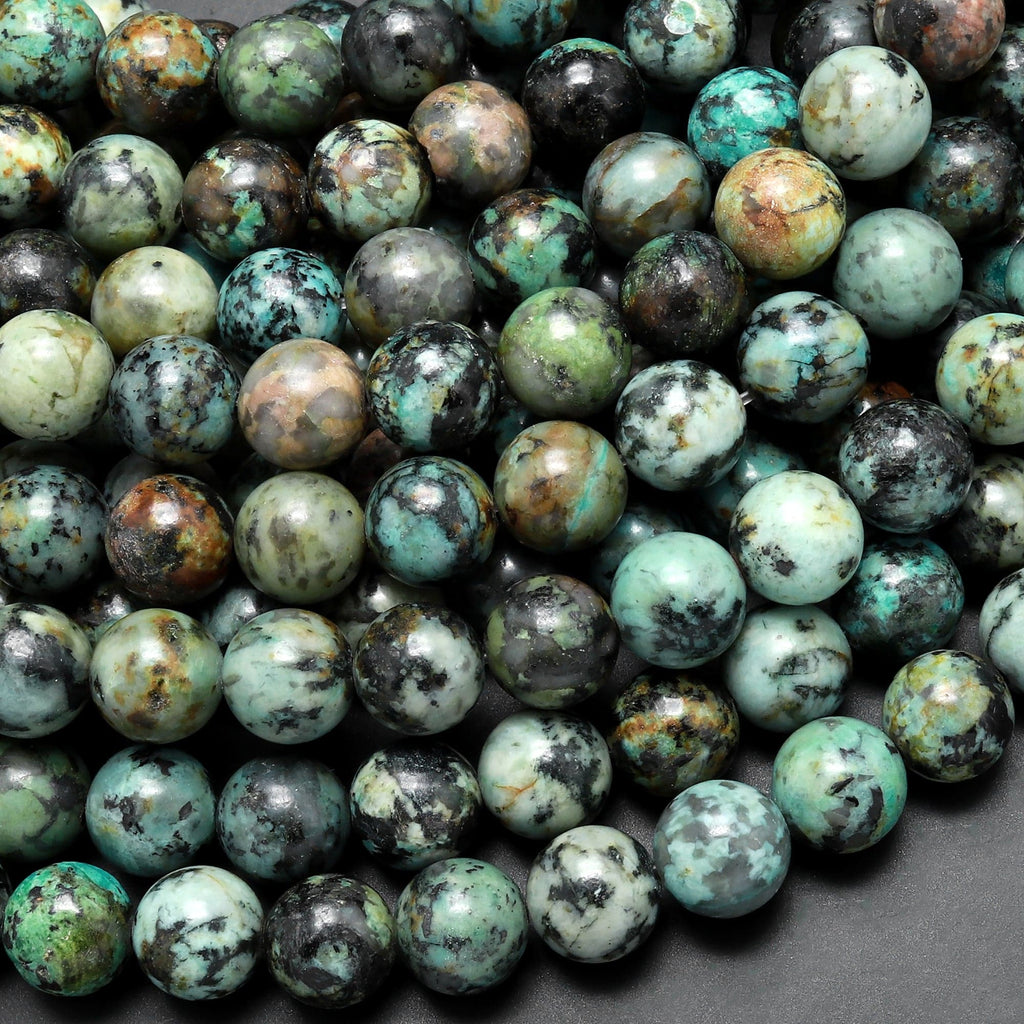 Natural African Turquoise 3mm 4mm 6mm 8mm 10mm 12mm Round Beads High Quality Natural Turquoise Gemstone Lots of Blues Greens 15.5" Strand