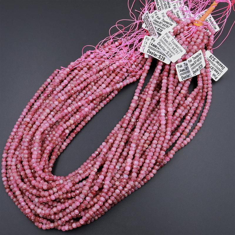 Buy 4mm Multi Color Tourmaline native faceted rondelles 14 inch 160 beads  Online