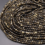 AAA Faceted Golden Obsidian 2mm 3mm Round Beads 15.5" Strand