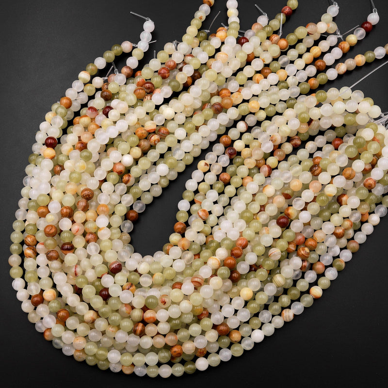 Natural Brown Yellow Green Calcite Round Beads 4mm 6mm 8mm 10mm 15.5" Strand