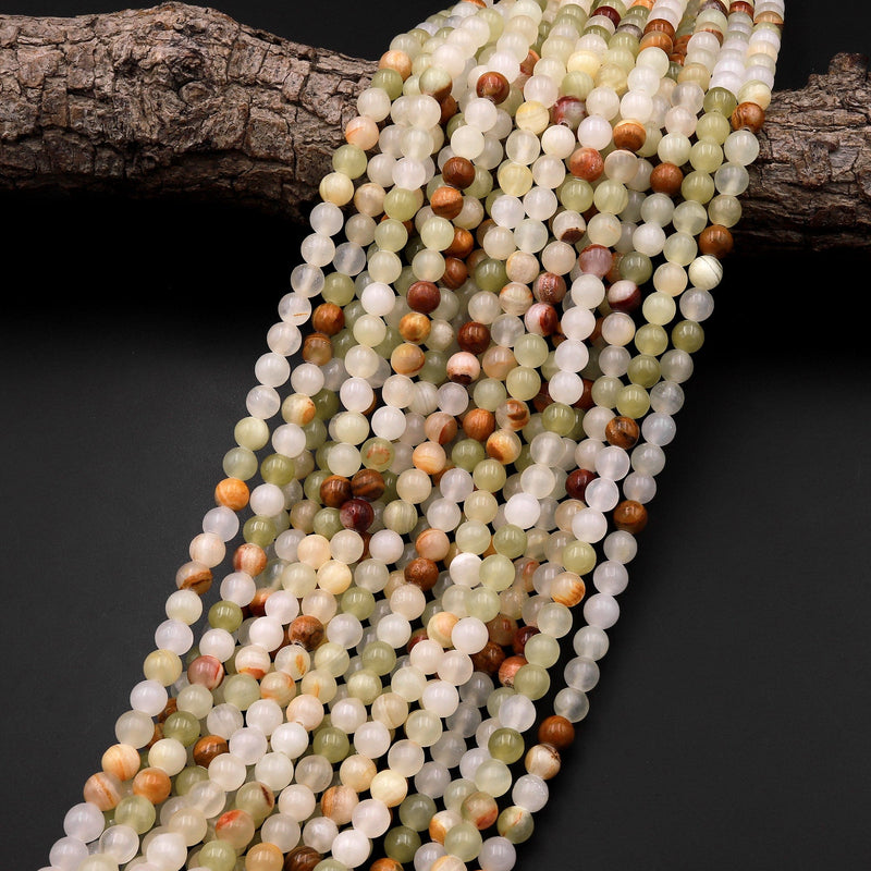 Natural Brown Yellow Green Calcite Round Beads 4mm 6mm 8mm 10mm 15.5" Strand